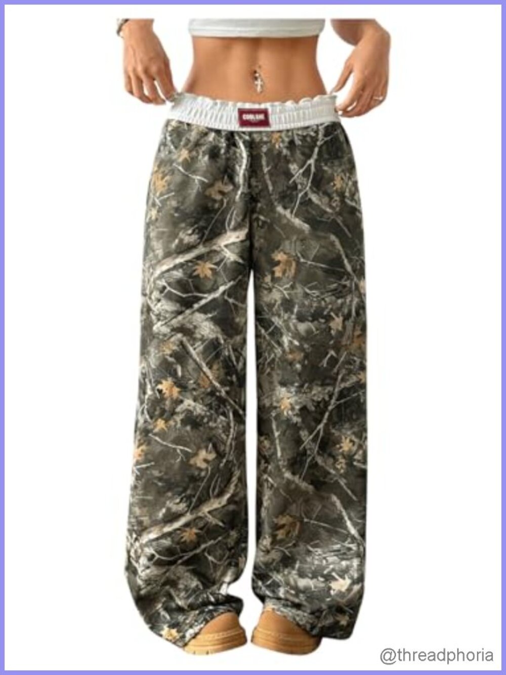 Wide Leg Camo Sweatpants High Rise Baggy Y2K Drawstring Joggers with Pockets